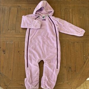 The North Face Light purple fleece snow suit bunting kids size 18-24 months